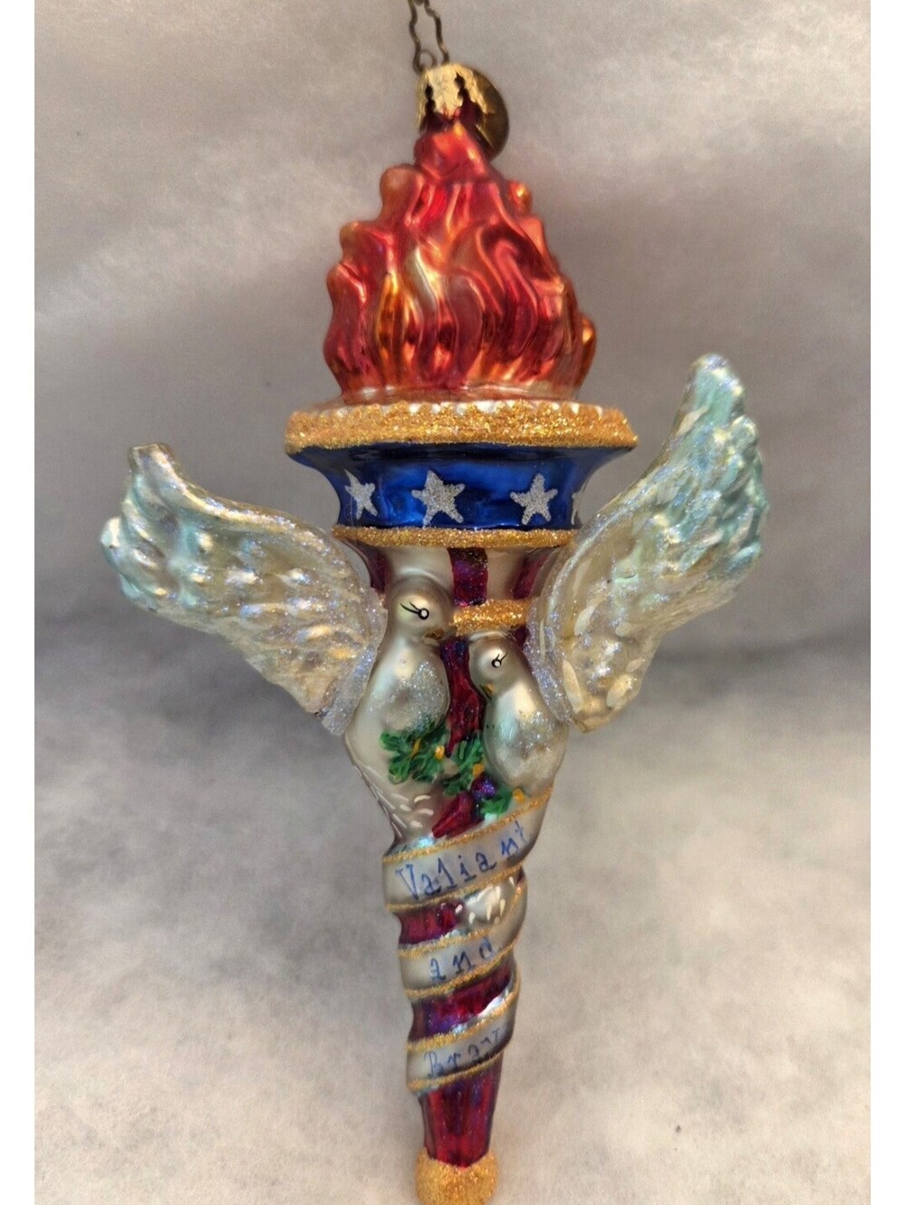 Christopher Radko Valiant And Brave Patriot Glass Handpainted 7" Ornament